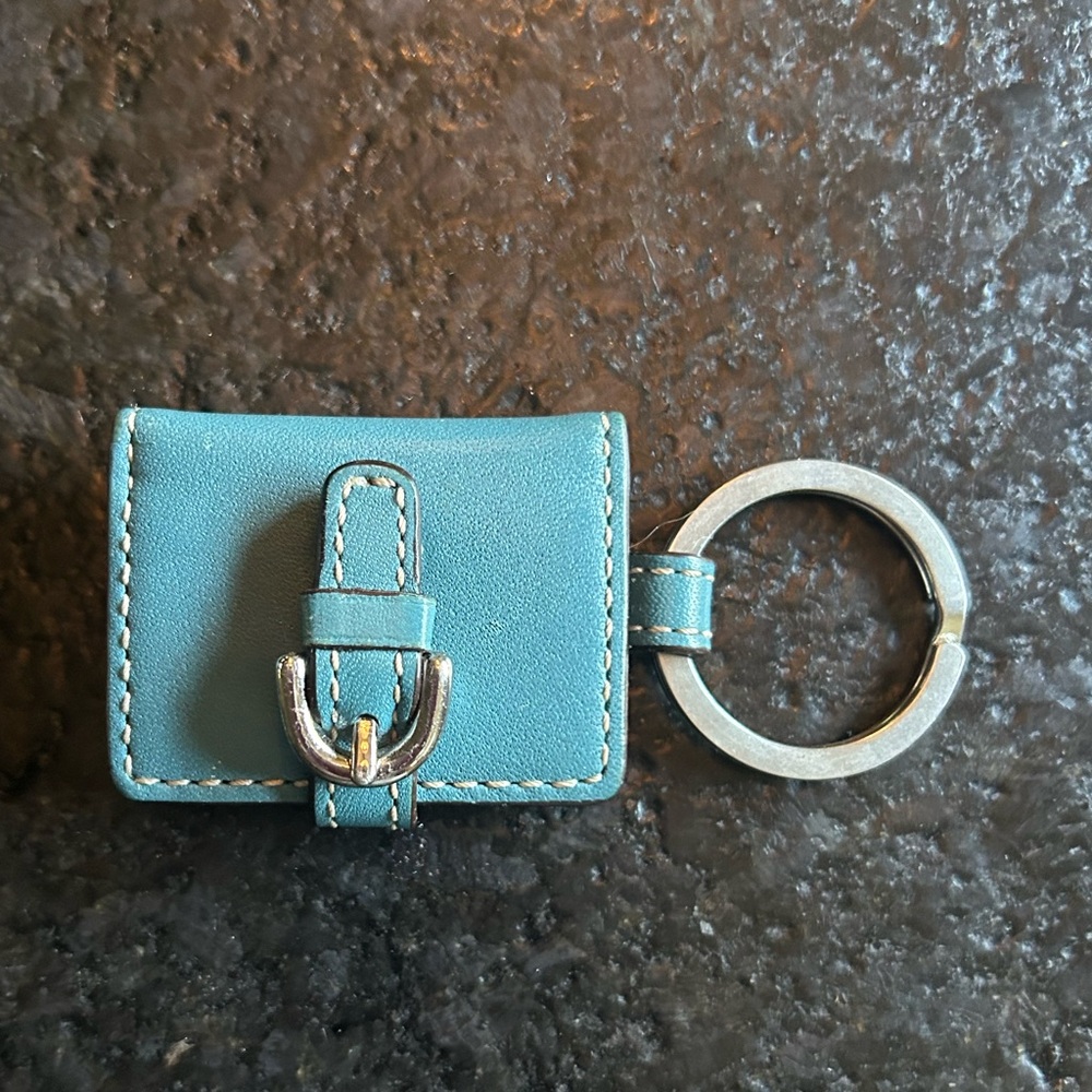 Vintage 90’s Teal Blue Coach Keychain with mini frame